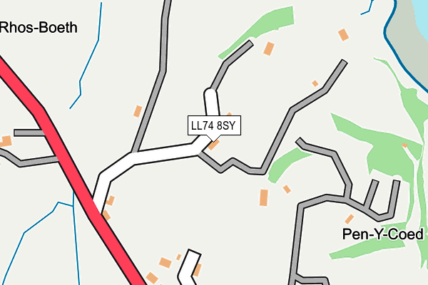 LL74 8SY map - OS OpenMap – Local (Ordnance Survey) LL74 8SY map - OS OpenMap – Local (Ordnance Survey)