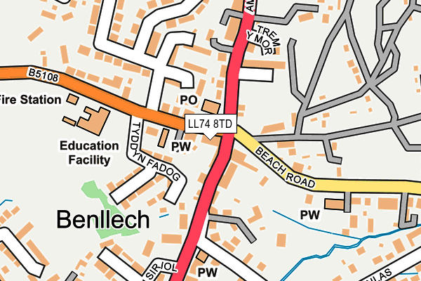 LL74 8TD map - OS OpenMap – Local (Ordnance Survey) LL74 8TD map - OS OpenMap – Local (Ordnance Survey)
