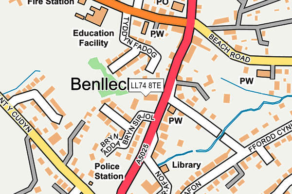 LL74 8TE map - OS OpenMap – Local (Ordnance Survey)