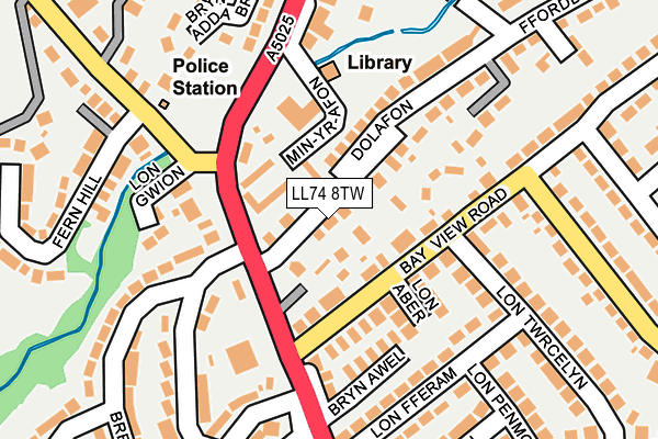 LL74 8TW map - OS OpenMap – Local (Ordnance Survey) LL74 8TW map - OS OpenMap – Local (Ordnance Survey)