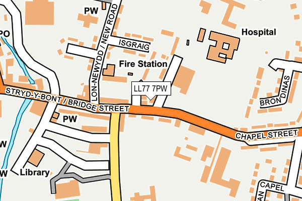 LL77 7PW map - OS OpenMap – Local (Ordnance Survey)