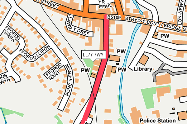 LL77 7WY map - OS OpenMap – Local (Ordnance Survey) LL77 7WY map - OS OpenMap – Local (Ordnance Survey)
