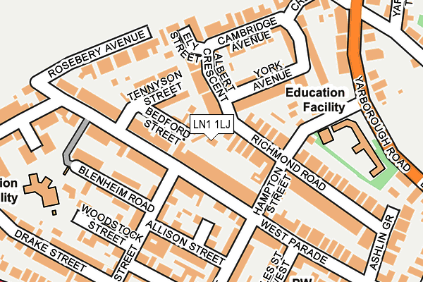 LN1 1LJ map - OS OpenMap – Local (Ordnance Survey)
