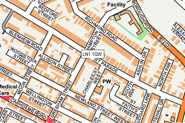 LN1 1QW map - OS OpenMap – Local (Ordnance Survey) LN1 1QW map - OS OpenMap – Local (Ordnance Survey)
