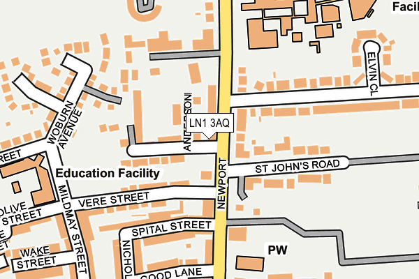 LN1 3AQ map - OS OpenMap – Local (Ordnance Survey) LN1 3AQ map - OS OpenMap – Local (Ordnance Survey)