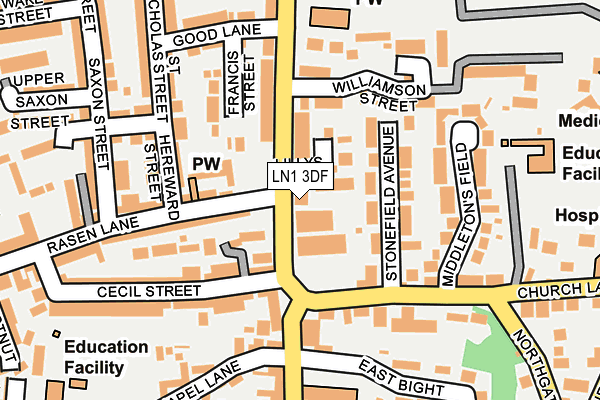 LN1 3DF map - OS OpenMap – Local (Ordnance Survey) LN1 3DF map - OS OpenMap – Local (Ordnance Survey)