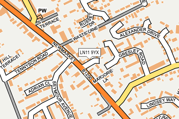 LN11 9YX map - OS OpenMap – Local (Ordnance Survey) LN11 9YX map - OS OpenMap – Local (Ordnance Survey)
