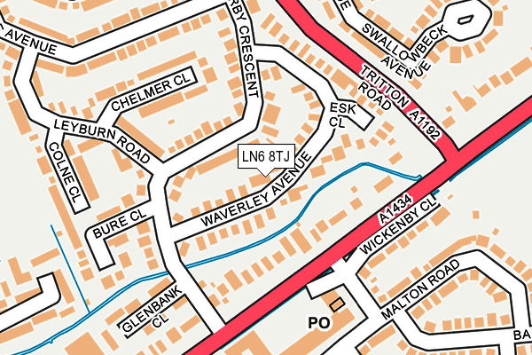 LN6 8TJ map - OS OpenMap – Local (Ordnance Survey) LN6 8TJ map - OS OpenMap – Local (Ordnance Survey)
