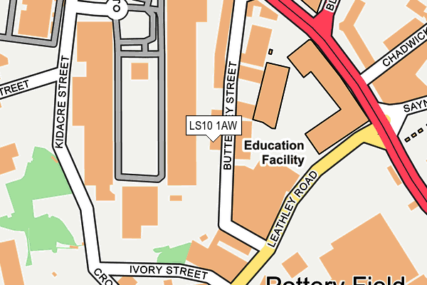 LS10 1AW map - OS OpenMap – Local (Ordnance Survey) LS10 1AW map - OS OpenMap – Local (Ordnance Survey)
