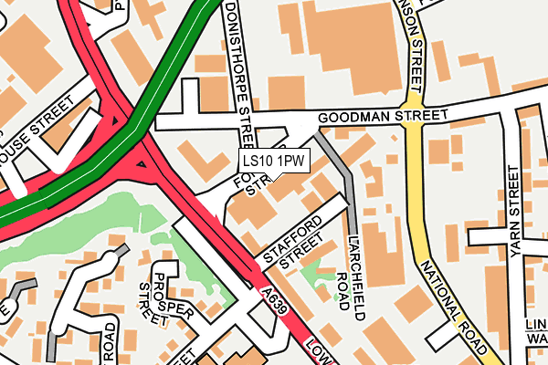 LS10 1PW map - OS OpenMap – Local (Ordnance Survey) LS10 1PW map - OS OpenMap – Local (Ordnance Survey)