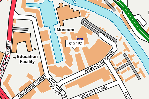 LS10 1PZ map - OS OpenMap – Local (Ordnance Survey)