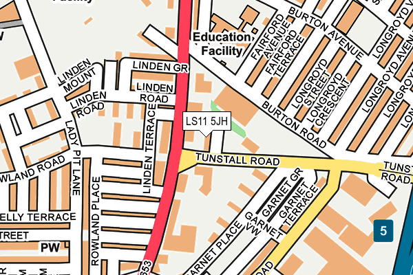 LS11 5JH map - OS OpenMap – Local (Ordnance Survey) LS11 5JH map - OS OpenMap – Local (Ordnance Survey)