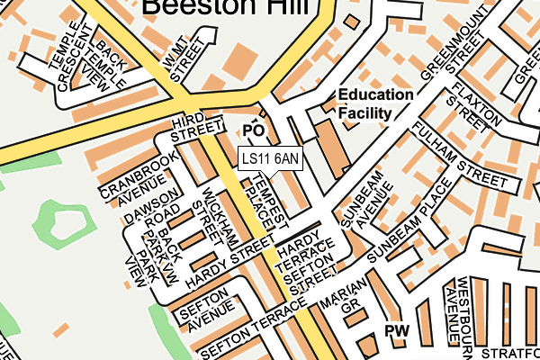 LS11 6AN map - OS OpenMap – Local (Ordnance Survey) LS11 6AN map - OS OpenMap – Local (Ordnance Survey)