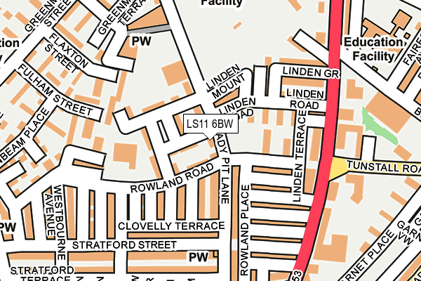 LS11 6BW map - OS OpenMap – Local (Ordnance Survey) LS11 6BW map - OS OpenMap – Local (Ordnance Survey)