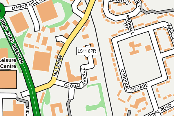 LS11 8PR map - OS OpenMap – Local (Ordnance Survey) LS11 8PR map - OS OpenMap – Local (Ordnance Survey)
