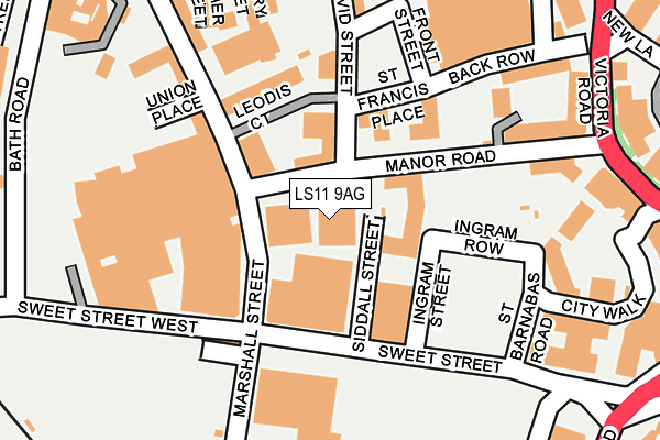 LS11 9AG map - OS OpenMap – Local (Ordnance Survey) LS11 9AG map - OS OpenMap – Local (Ordnance Survey)