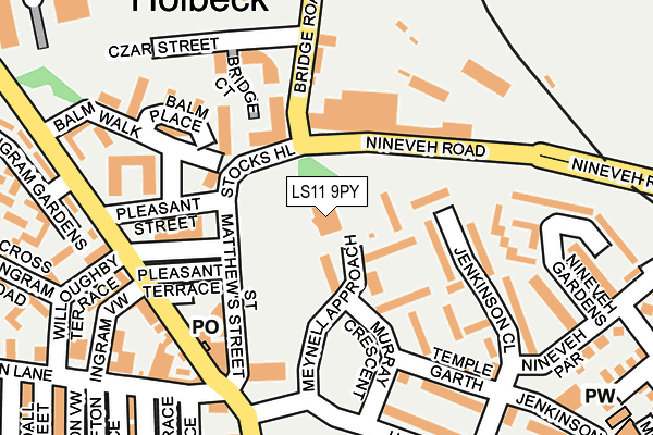 LS11 9PY map - OS OpenMap – Local (Ordnance Survey)