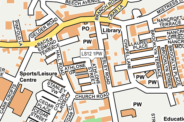 LS12 1PW map - OS OpenMap – Local (Ordnance Survey) LS12 1PW map - OS OpenMap – Local (Ordnance Survey)