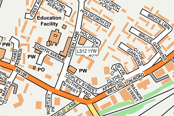 LS12 1YW map - OS OpenMap – Local (Ordnance Survey) LS12 1YW map - OS OpenMap – Local (Ordnance Survey)
