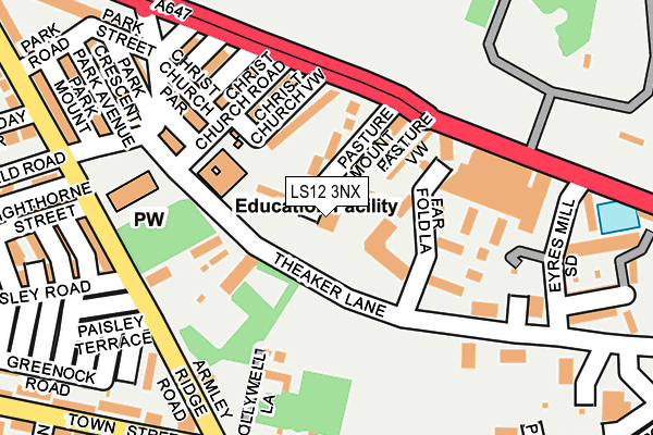 LS12 3NX map - OS OpenMap – Local (Ordnance Survey) LS12 3NX map - OS OpenMap – Local (Ordnance Survey)