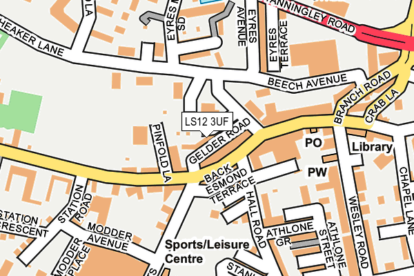 LS12 3UF map - OS OpenMap – Local (Ordnance Survey) LS12 3UF map - OS OpenMap – Local (Ordnance Survey)