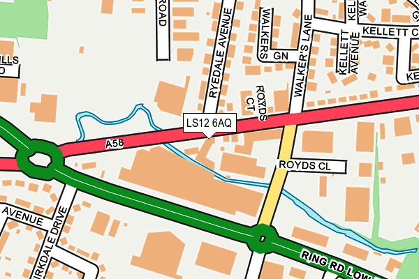 LS12 6AQ map - OS OpenMap – Local (Ordnance Survey) LS12 6AQ map - OS OpenMap – Local (Ordnance Survey)