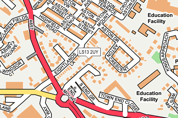 LS13 2UY map - OS OpenMap – Local (Ordnance Survey) LS13 2UY map - OS OpenMap – Local (Ordnance Survey)