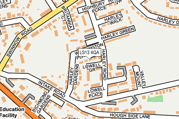 LS13 4QA map - OS OpenMap – Local (Ordnance Survey) LS13 4QA map - OS OpenMap – Local (Ordnance Survey)