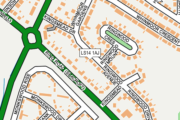 LS14 1AJ map - OS OpenMap – Local (Ordnance Survey) LS14 1AJ map - OS OpenMap – Local (Ordnance Survey)