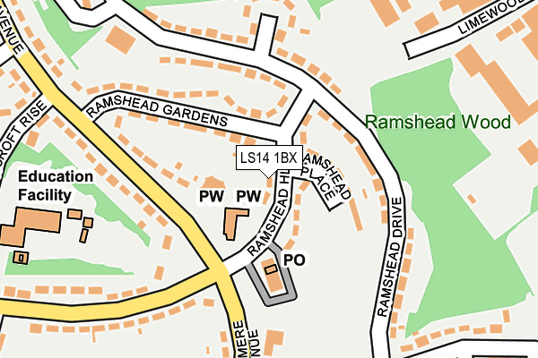 LS14 1BX map - OS OpenMap – Local (Ordnance Survey) LS14 1BX map - OS OpenMap – Local (Ordnance Survey)
