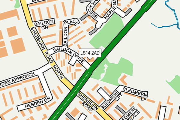 LS14 2AD map - OS OpenMap – Local (Ordnance Survey) LS14 2AD map - OS OpenMap – Local (Ordnance Survey)