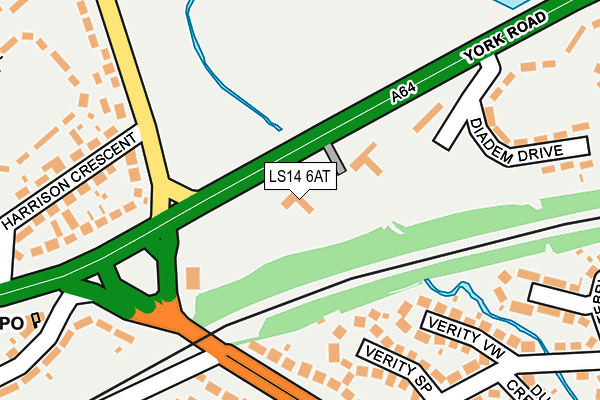 LS14 6AT map - OS OpenMap – Local (Ordnance Survey) LS14 6AT map - OS OpenMap – Local (Ordnance Survey)