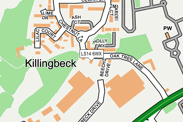 LS14 6WX map - OS OpenMap – Local (Ordnance Survey)