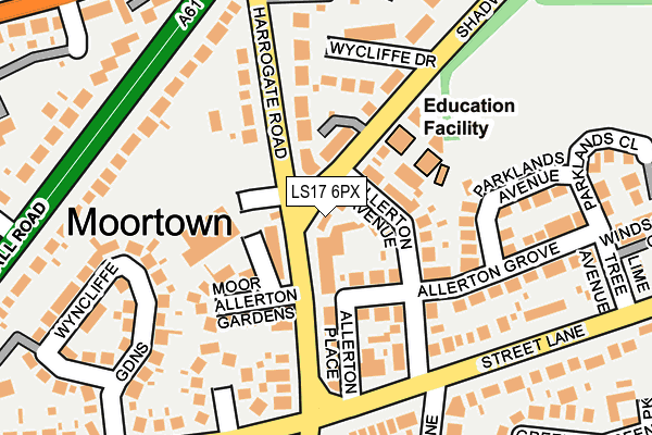 LS17 6PX map - OS OpenMap – Local (Ordnance Survey) LS17 6PX map - OS OpenMap – Local (Ordnance Survey)