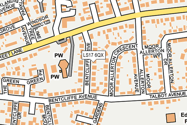 LS17 6QX map - OS OpenMap – Local (Ordnance Survey) LS17 6QX map - OS OpenMap – Local (Ordnance Survey)
