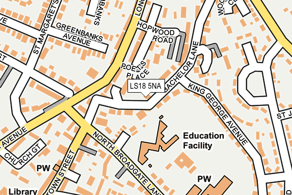LS18 5NA map - OS OpenMap – Local (Ordnance Survey) LS18 5NA map - OS OpenMap – Local (Ordnance Survey)