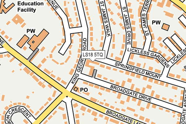 LS18 5TQ map - OS OpenMap – Local (Ordnance Survey) LS18 5TQ map - OS OpenMap – Local (Ordnance Survey)