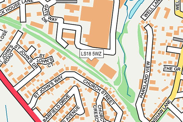 LS18 5WZ map - OS OpenMap – Local (Ordnance Survey) LS18 5WZ map - OS OpenMap – Local (Ordnance Survey)