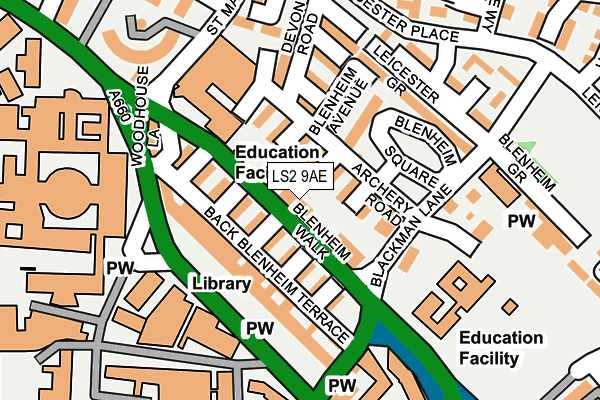 LS2 9AE map - OS OpenMap – Local (Ordnance Survey) LS2 9AE map - OS OpenMap – Local (Ordnance Survey)