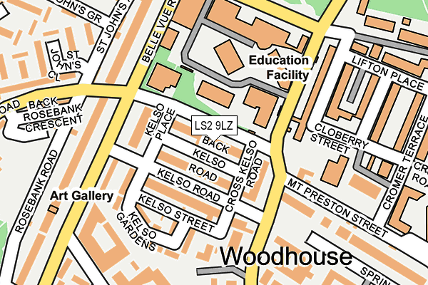 LS2 9LZ map - OS OpenMap – Local (Ordnance Survey) LS2 9LZ map - OS OpenMap – Local (Ordnance Survey)