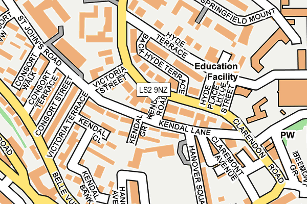 LS2 9NZ map - OS OpenMap – Local (Ordnance Survey) LS2 9NZ map - OS OpenMap – Local (Ordnance Survey)