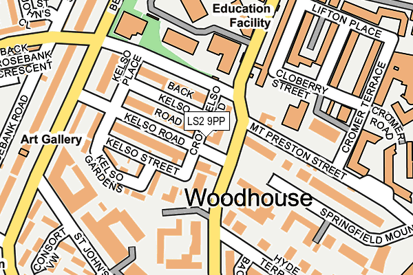 LS2 9PP map - OS OpenMap – Local (Ordnance Survey) LS2 9PP map - OS OpenMap – Local (Ordnance Survey)
