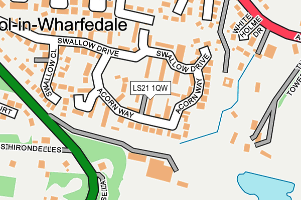 LS21 1QW map - OS OpenMap – Local (Ordnance Survey) LS21 1QW map - OS OpenMap – Local (Ordnance Survey)