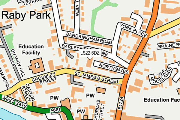 LS22 6DZ map - OS OpenMap – Local (Ordnance Survey) LS22 6DZ map - OS OpenMap – Local (Ordnance Survey)