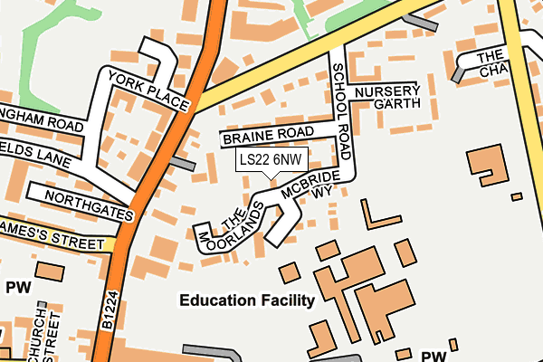 LS22 6NW map - OS OpenMap – Local (Ordnance Survey) LS22 6NW map - OS OpenMap – Local (Ordnance Survey)