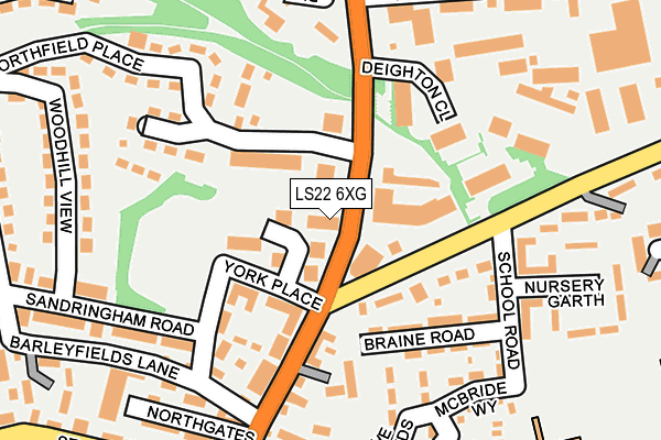 LS22 6XG map - OS OpenMap – Local (Ordnance Survey) LS22 6XG map - OS OpenMap – Local (Ordnance Survey)