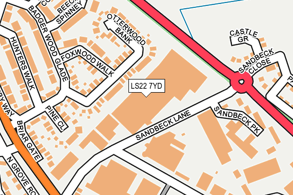 LS22 7YD map - OS OpenMap – Local (Ordnance Survey) LS22 7YD map - OS OpenMap – Local (Ordnance Survey)