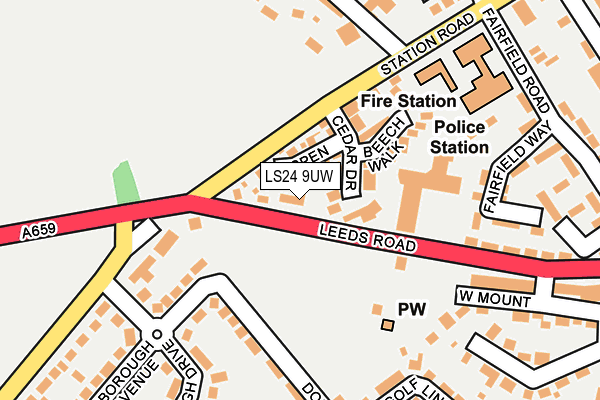 LS24 9UW map - OS OpenMap – Local (Ordnance Survey)