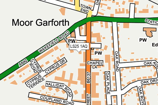 LS25 1AQ map - OS OpenMap – Local (Ordnance Survey) LS25 1AQ map - OS OpenMap – Local (Ordnance Survey)