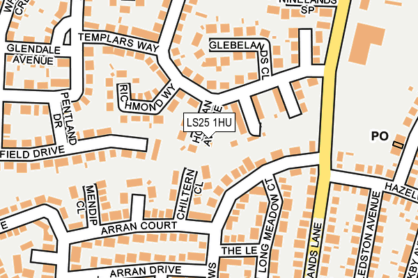 LS25 1HU map - OS OpenMap – Local (Ordnance Survey) LS25 1HU map - OS OpenMap – Local (Ordnance Survey)
